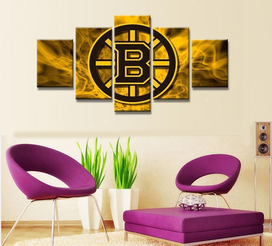 Boston Bruins Logo 3   Ice Hockey Canvas Wall Art