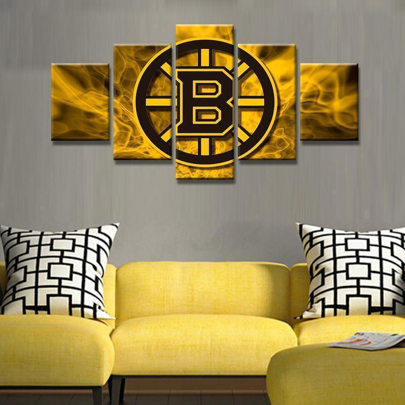 Boston Bruins Logo 3   Ice Hockey Canvas Wall Art