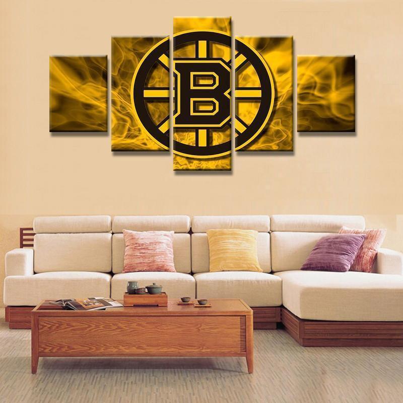 Boston Bruins Logo 3   Ice Hockey Canvas Wall Art
