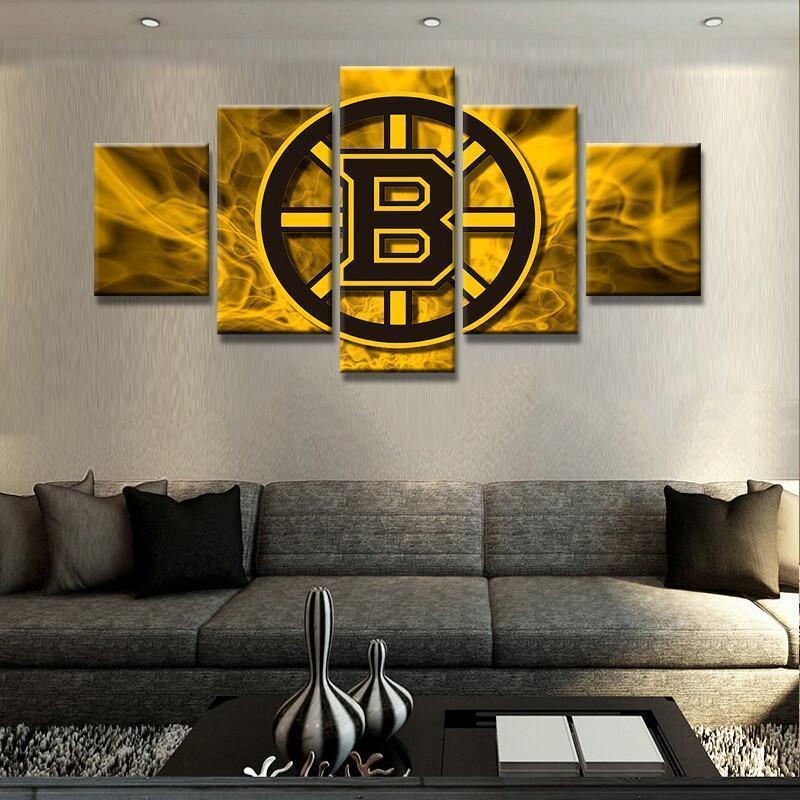 Boston Bruins Logo 3   Ice Hockey Canvas Wall Art