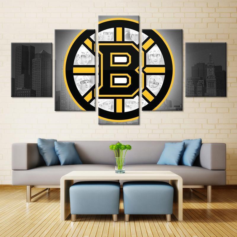 Boston Bruins Logo 5   Ice Hockey Canvas Wall Art