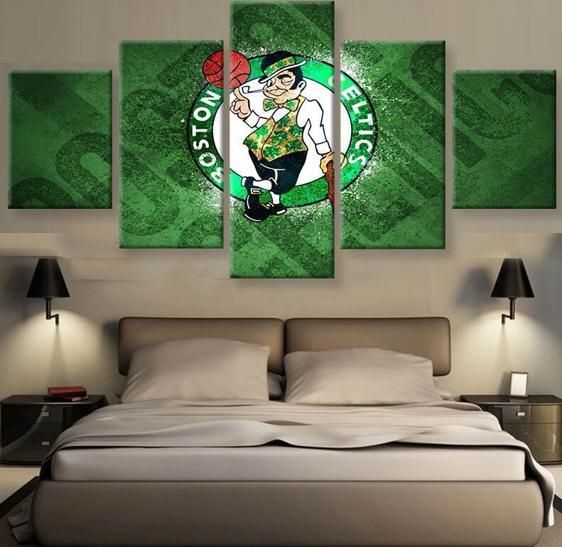 Boston Celtics Team Logo Poster 2 NBA Basketball Canvas Wall Art
