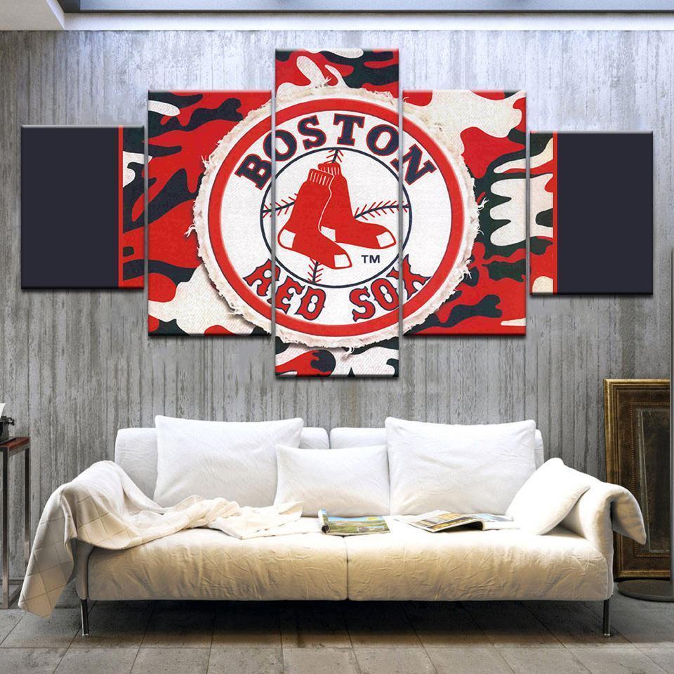 Boston Red Sox Logo Poster 1  Baseball Canvas Wall Art