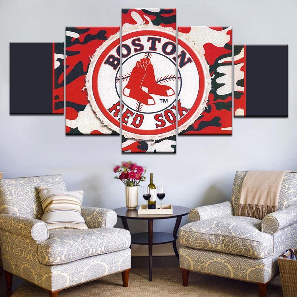 Boston Red Sox Logo Poster 1  Baseball Canvas Wall Art