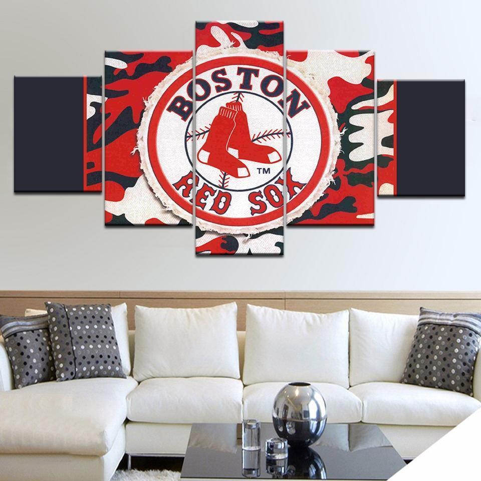 Boston Red Sox Logo Poster 1  Baseball Canvas Wall Art