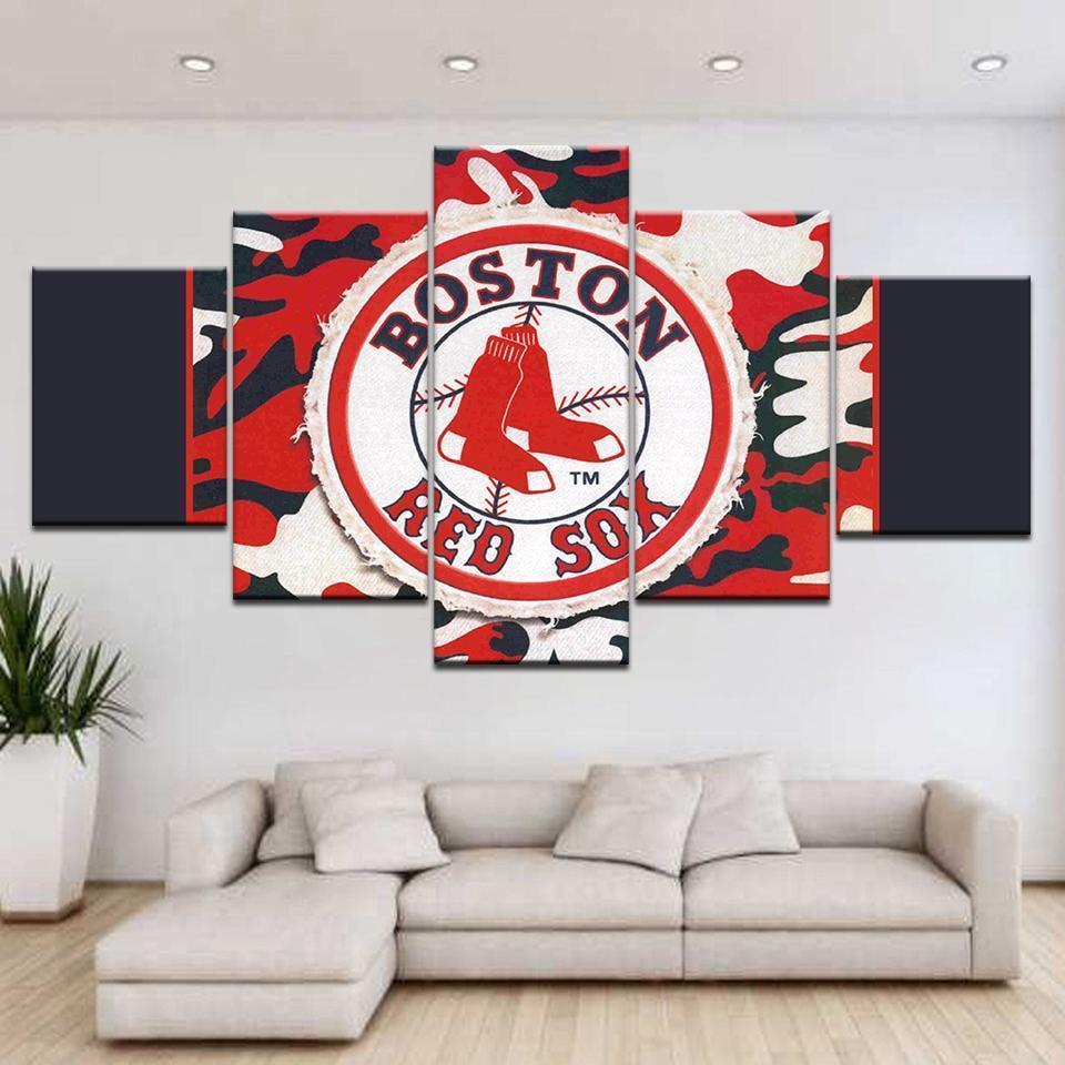 Boston Red Sox Logo Poster 1  Baseball Canvas Wall Art