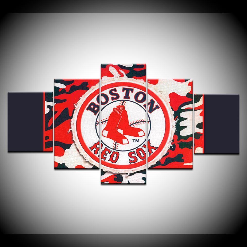 Boston Red Sox Logo Poster 1  Baseball Canvas Wall Art
