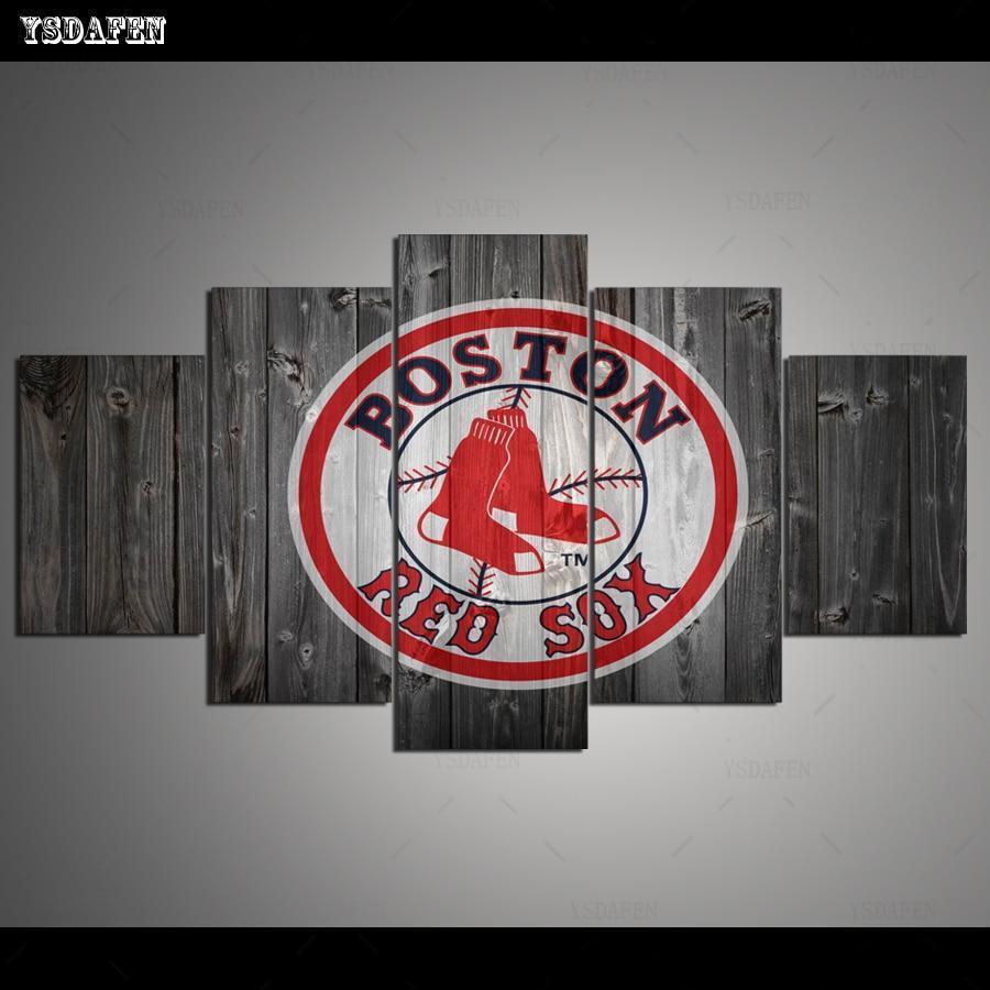 Boston Red Sox Logo Poster 2  Baseball Canvas Wall Art