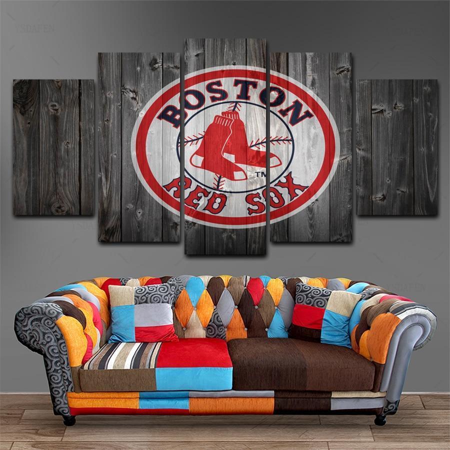 Boston Red Sox Logo Poster 2  Baseball Canvas Wall Art