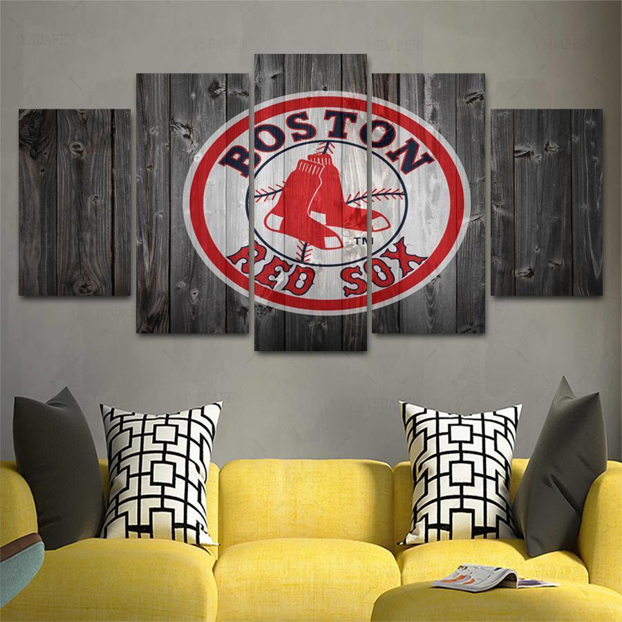 Boston Red Sox Logo Poster 2  Baseball Canvas Wall Art