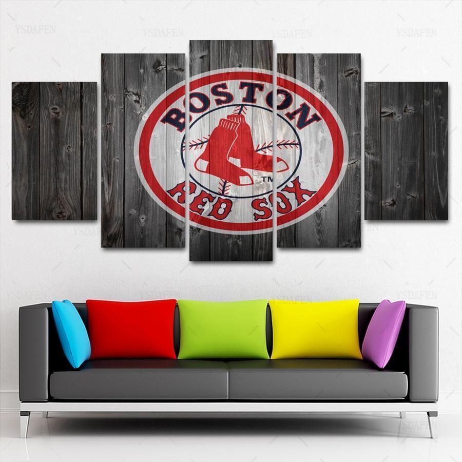 Boston Red Sox Logo Poster 2  Baseball Canvas Wall Art