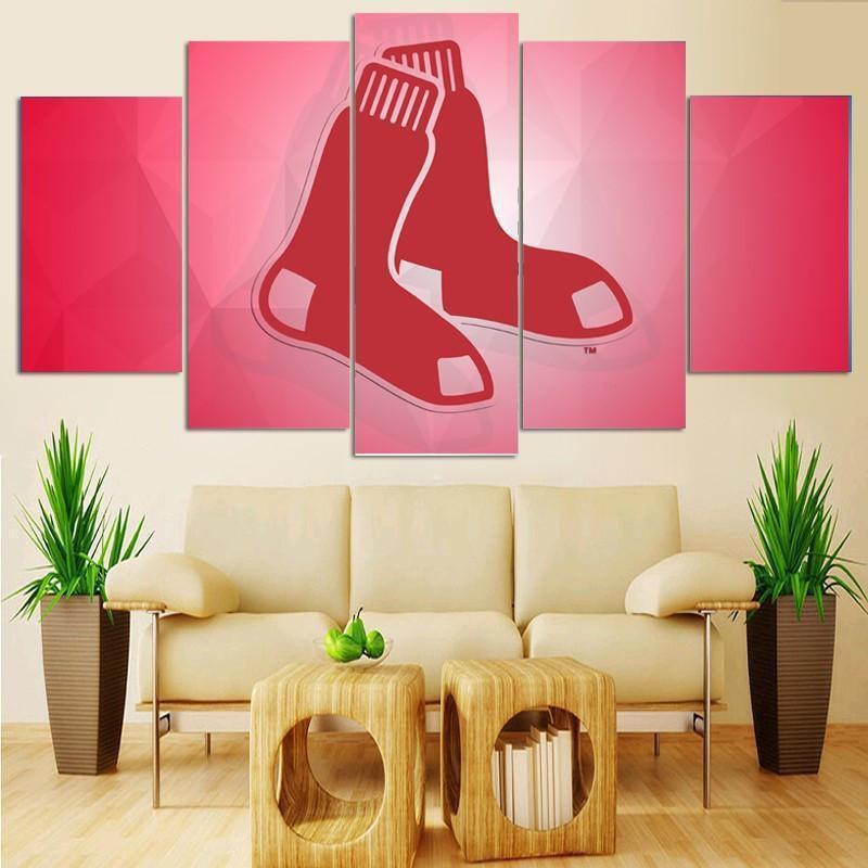 Boston Red Sox Logo Poster 3  Baseball Canvas Wall Art