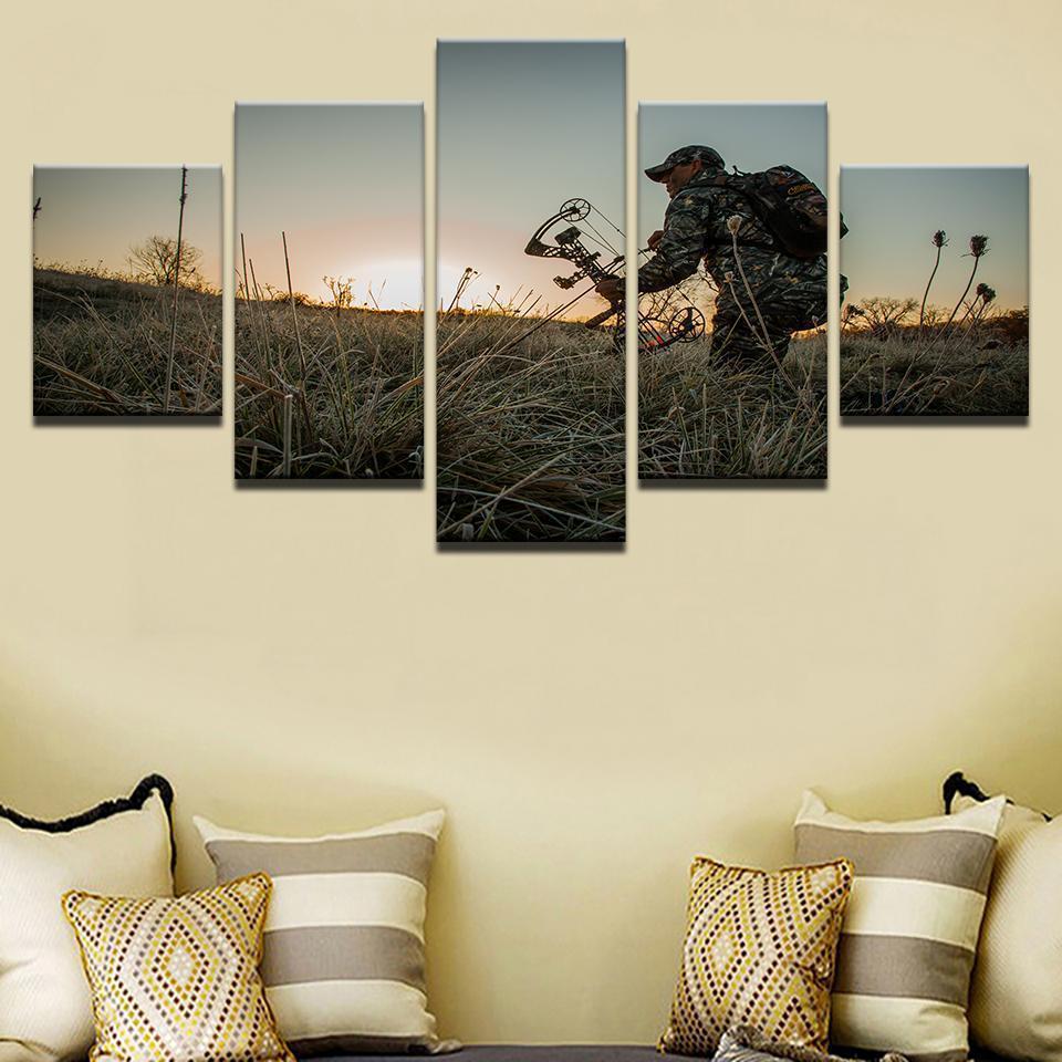 Bow Hunting At Dawn Sport Canvas Wall Art