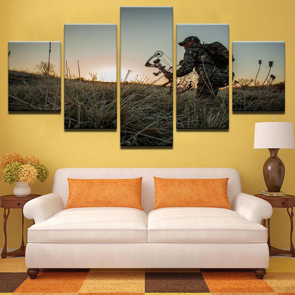 Bow Hunting At Dawn Sport Canvas Wall Art