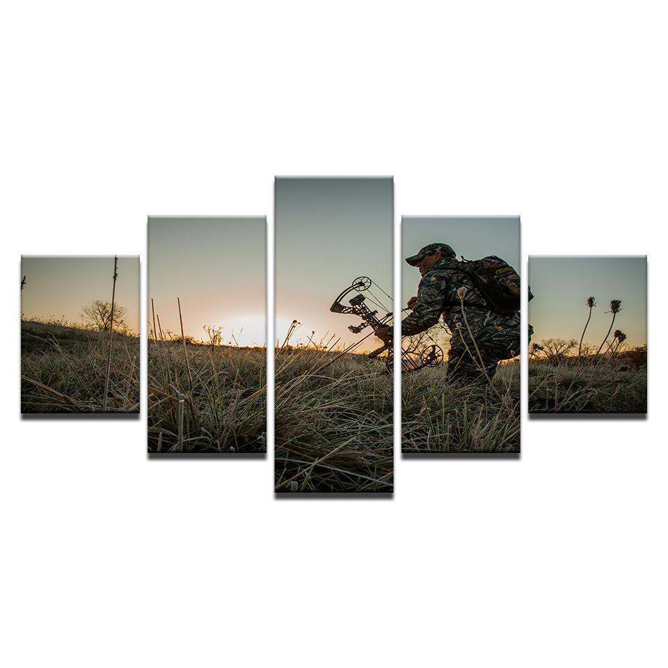Bow Hunting At Dawn Sport Canvas Wall Art