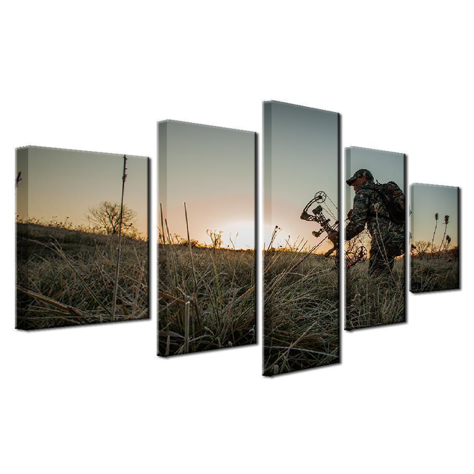 Bow Hunting At Dawn Sport Canvas Wall Art
