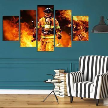 Brave Firefighter Life Canvas Wall Art