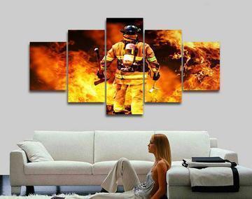 Brave Firefighter Life Canvas Wall Art