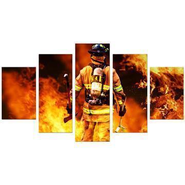 Brave Firefighter Life Canvas Wall Art