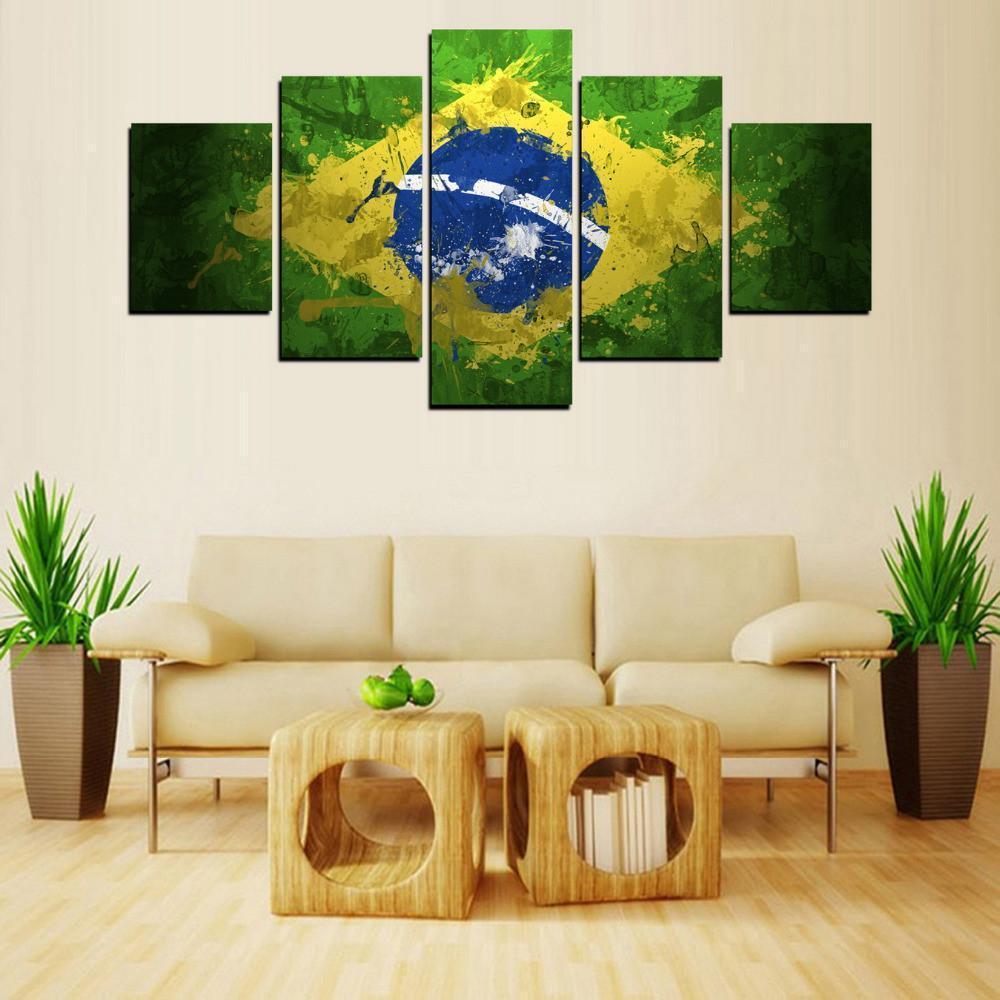 Brazil Flag Soccer Canvas Wall Art