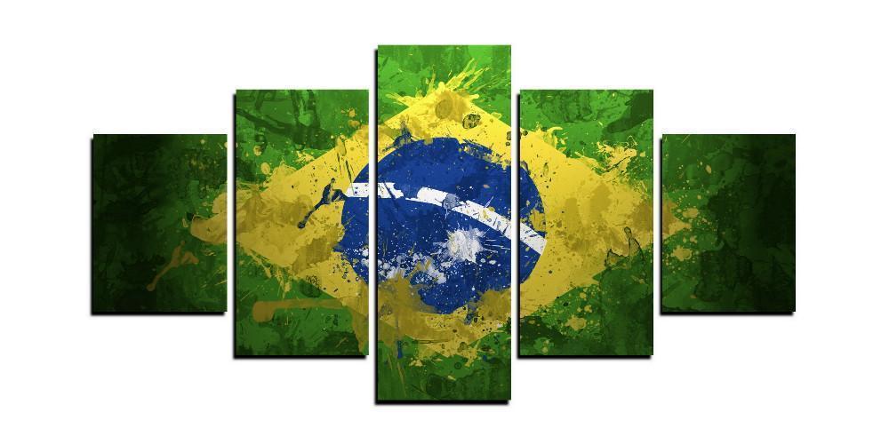 Brazil Flag Soccer Canvas Wall Art