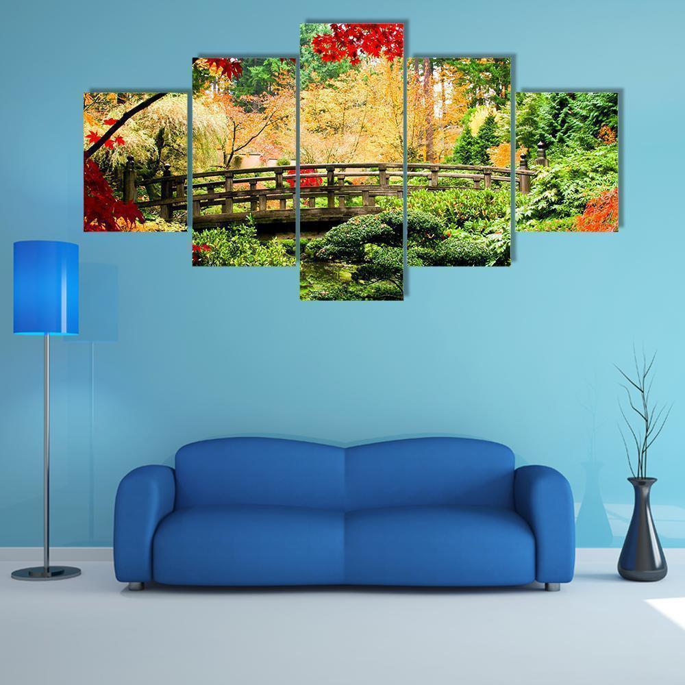 Bridge In An Asian Garden Nature Canvas Wall Art