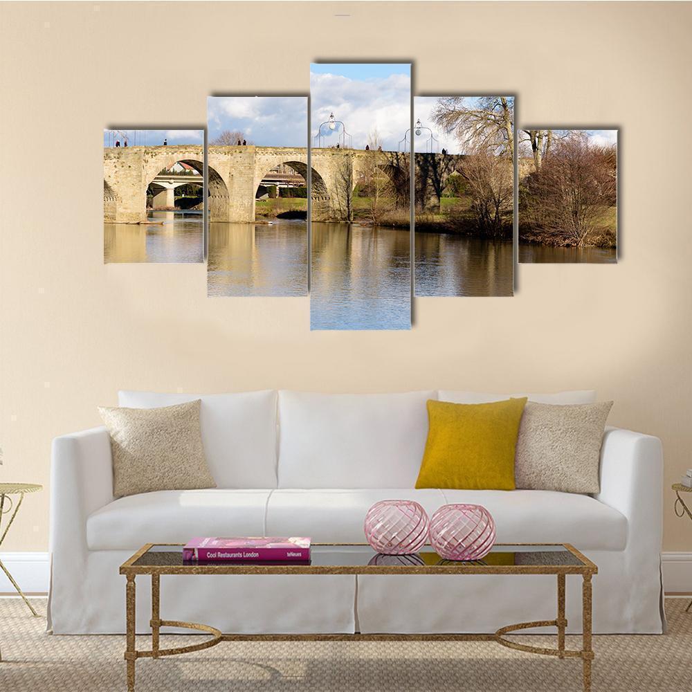 Bridge Over Lake In France Nature Canvas Wall Art
