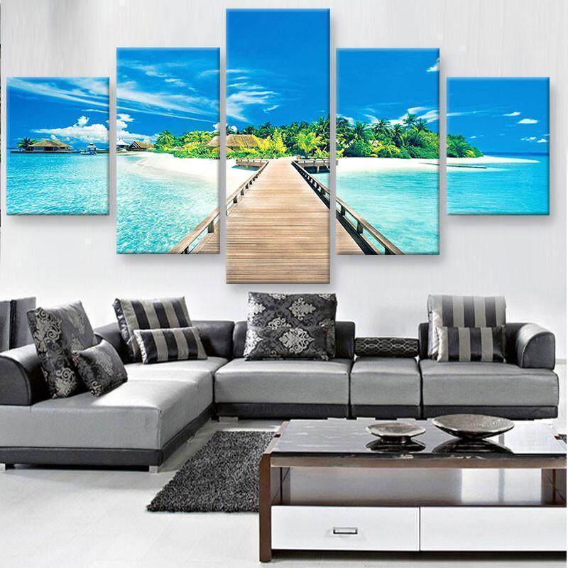 Bridge To Paradise Ocean Nature Canvas Wall Art