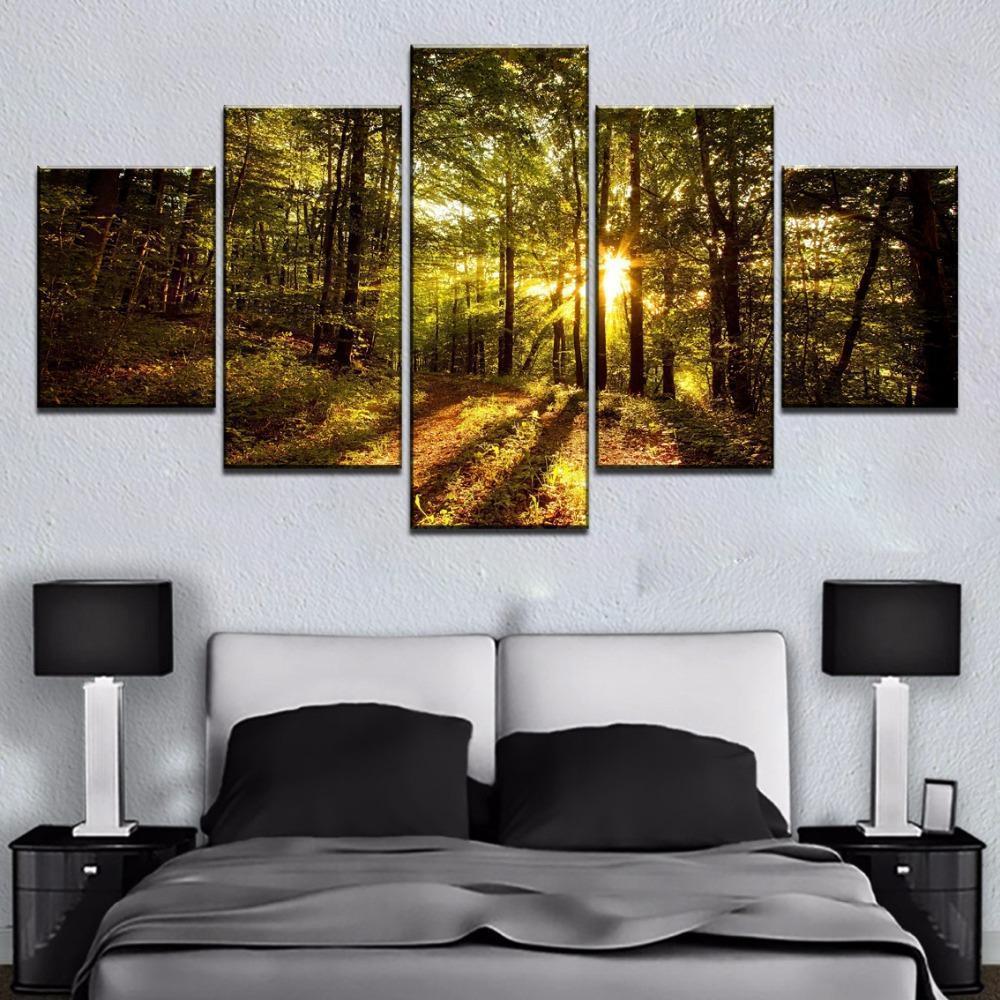 Bright Morning Tree Forest Nature Canvas Wall Art