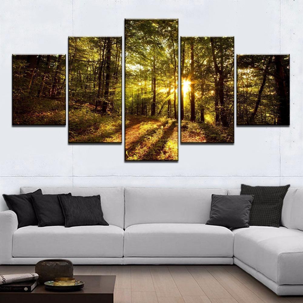 Bright Morning Tree Forest Nature Canvas Wall Art