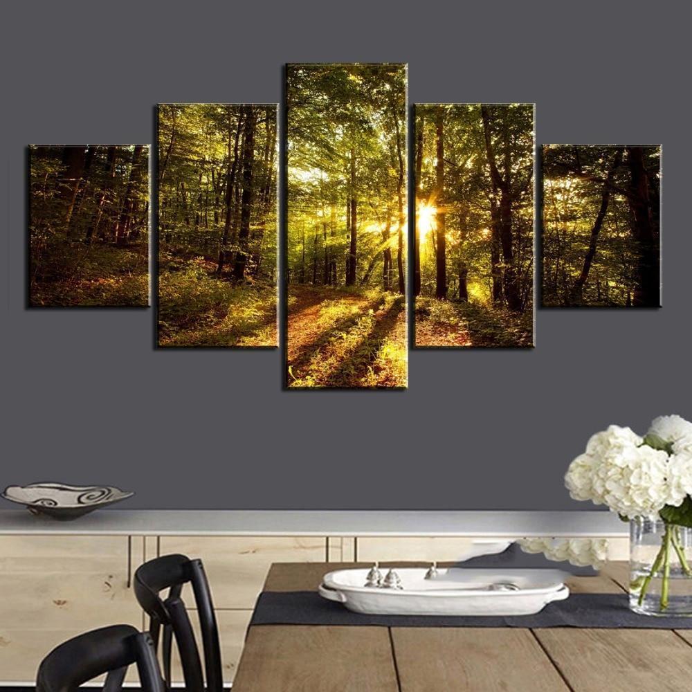 Bright Morning Tree Forest Nature Canvas Wall Art