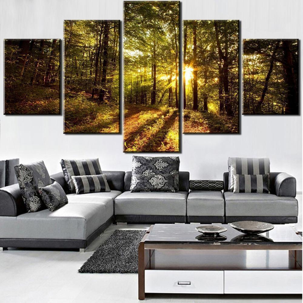 Bright Morning Tree Forest Nature Canvas Wall Art