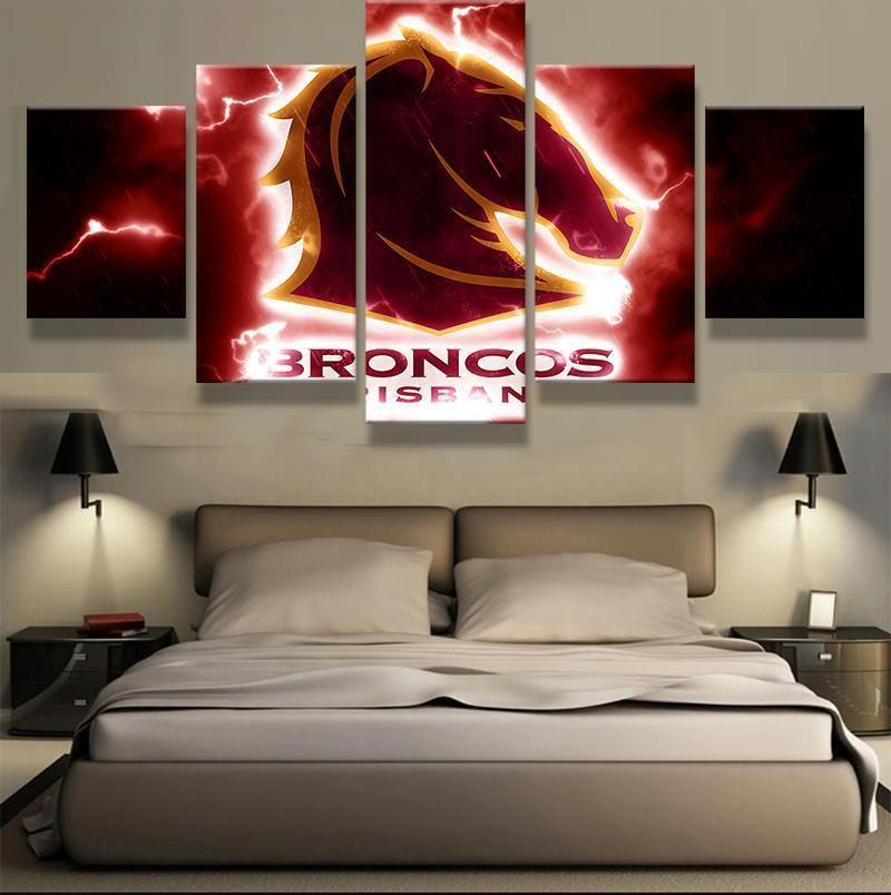 Brisbane Broncos Logo NRL Football Canvas Wall Art