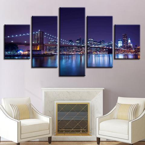 Brooklyn Bridge Glow Nature Canvas Wall Art