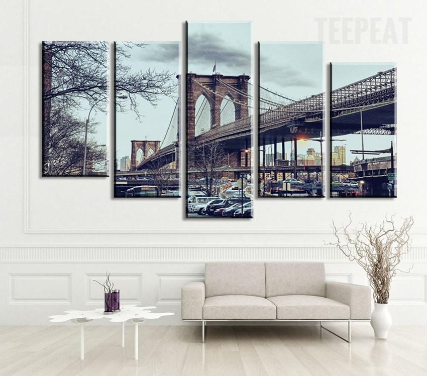 Brooklyn New York City Bridge Nature Canvas Wall Art