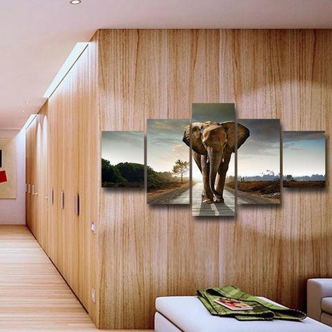 Brown African Elephant Animal Canvas Wall Art