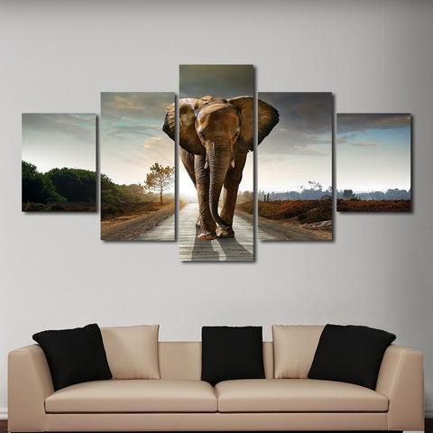 Brown African Elephant Animal Canvas Wall Art