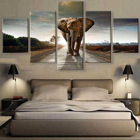 Brown African Elephant Animal Canvas Wall Art