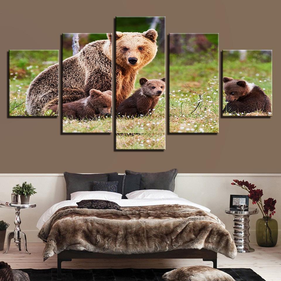 Brown Bears Family Animal Canvas Wall Art
