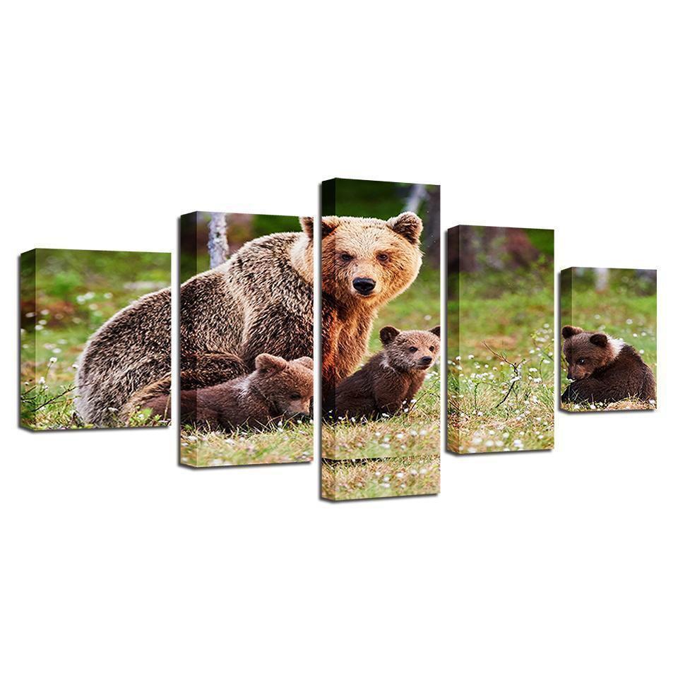 Brown Bears Family Animal Canvas Wall Art