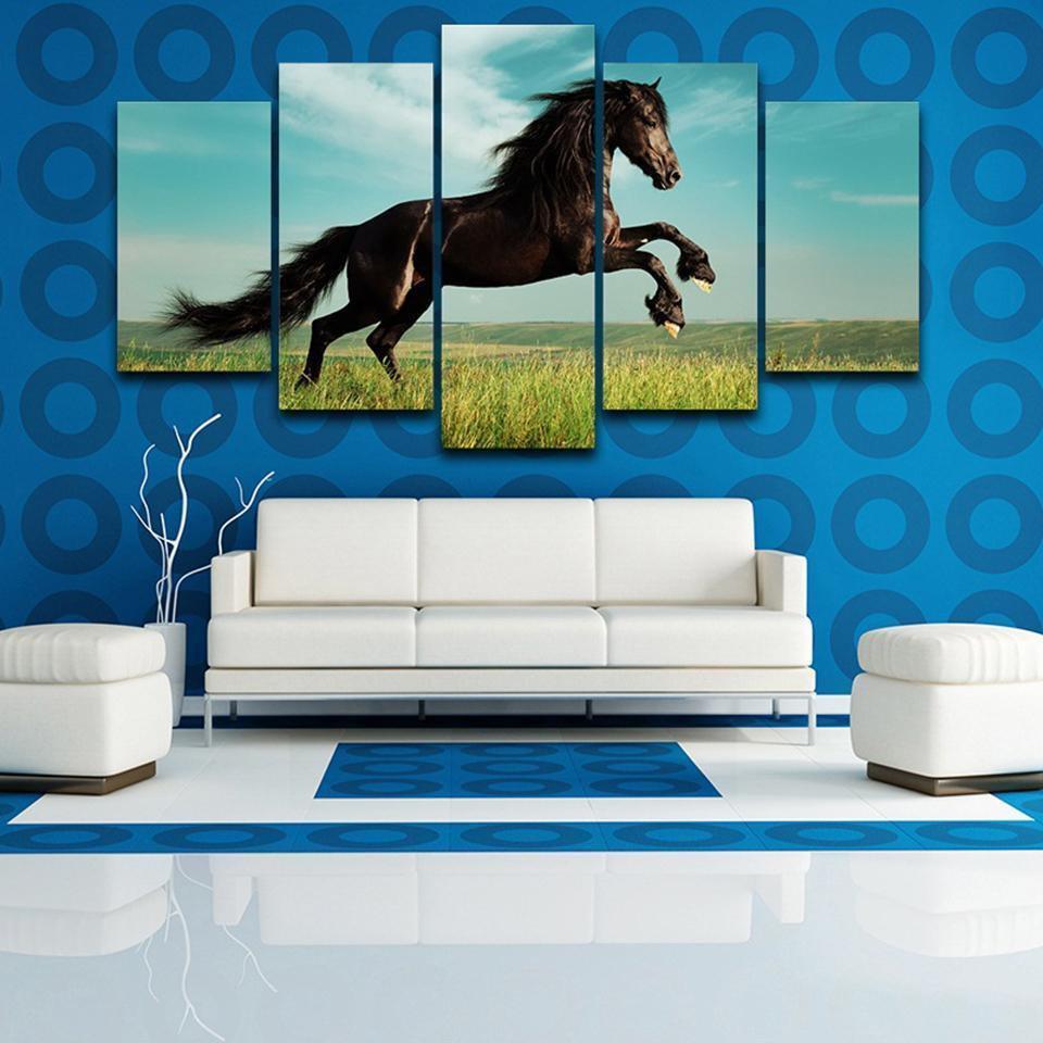 Brown Running Horse Animal Canvas Wall Art