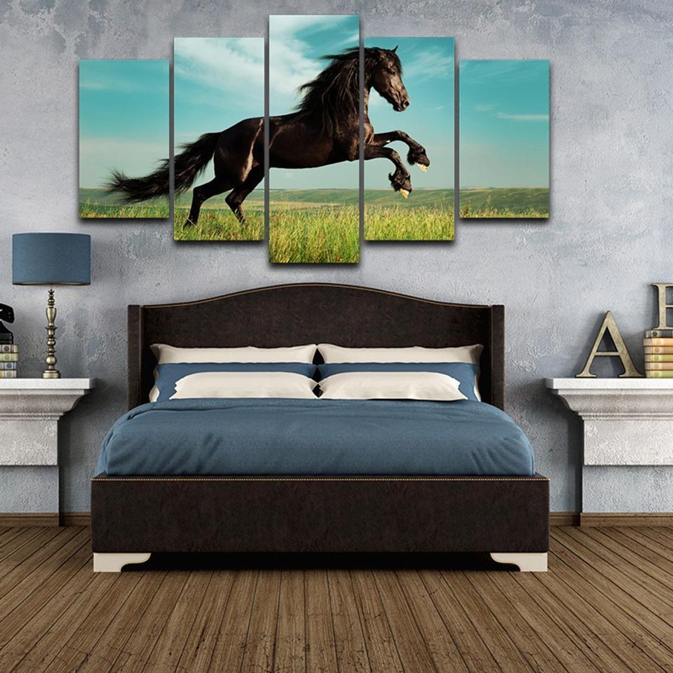 Brown Running Horse Animal Canvas Wall Art