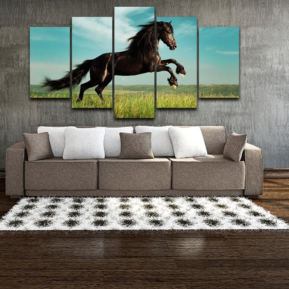 Brown Running Horse Animal Canvas Wall Art