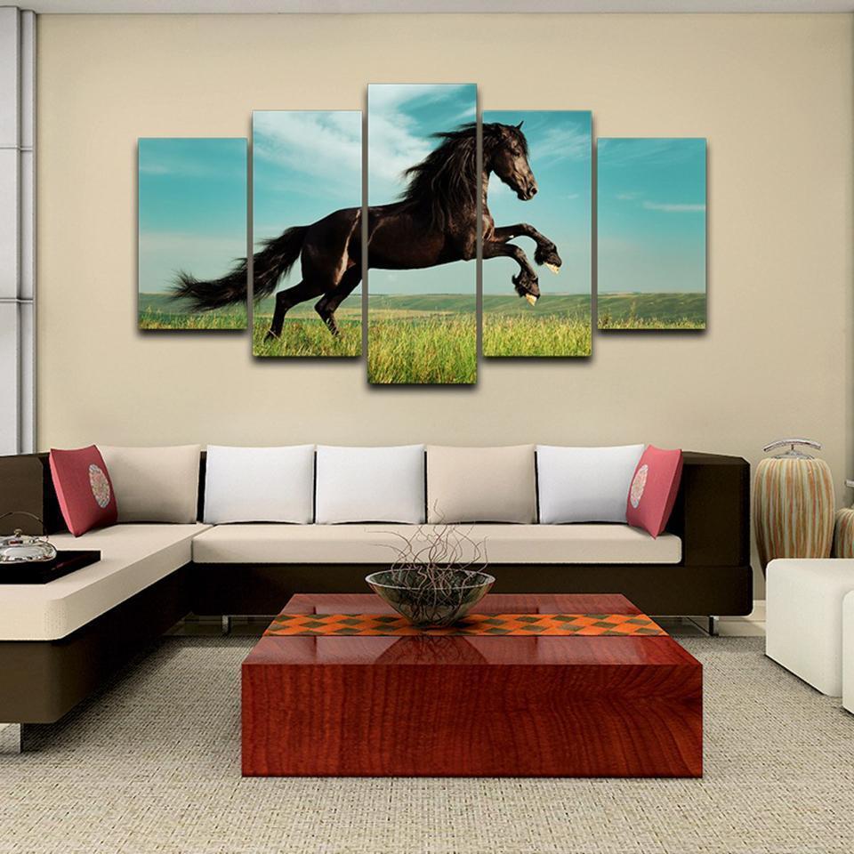 Brown Running Horse Animal Canvas Wall Art