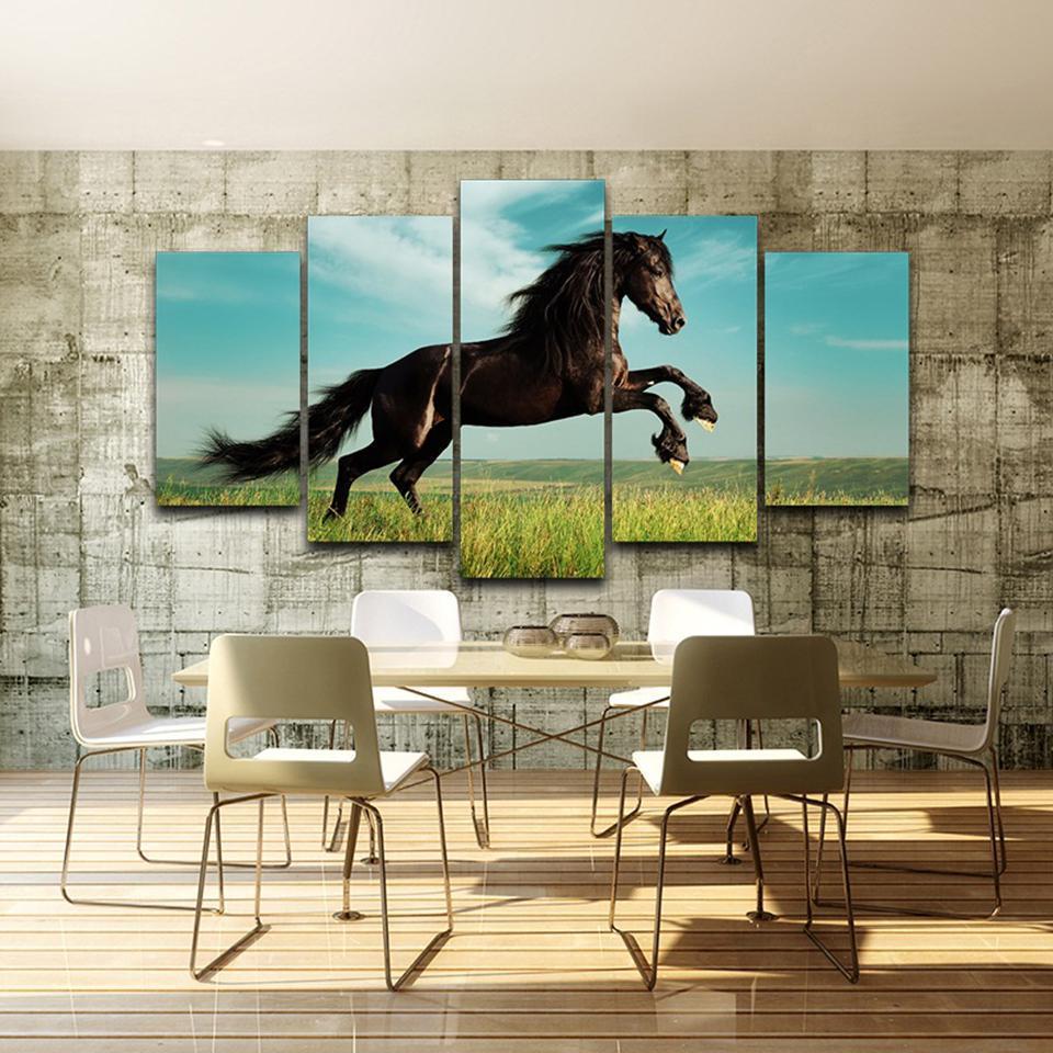 Brown Running Horse Animal Canvas Wall Art