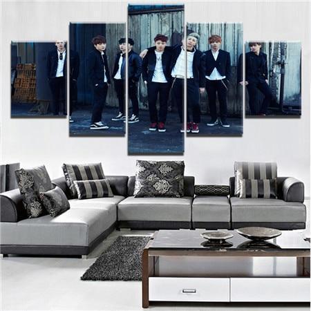 BTS Band 5 Celebrity Canvas Wall Art