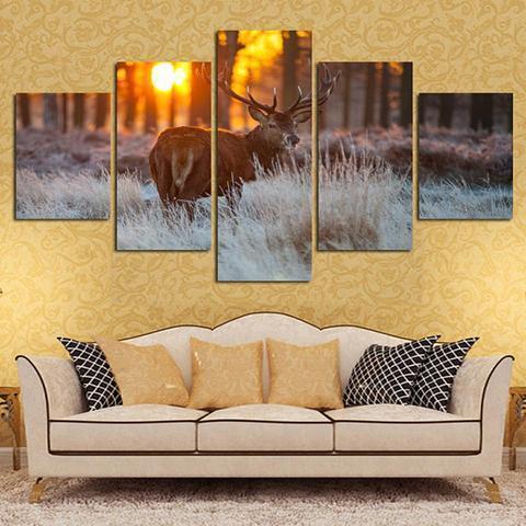 Buck At Dawn Deer Animal Canvas Wall Art