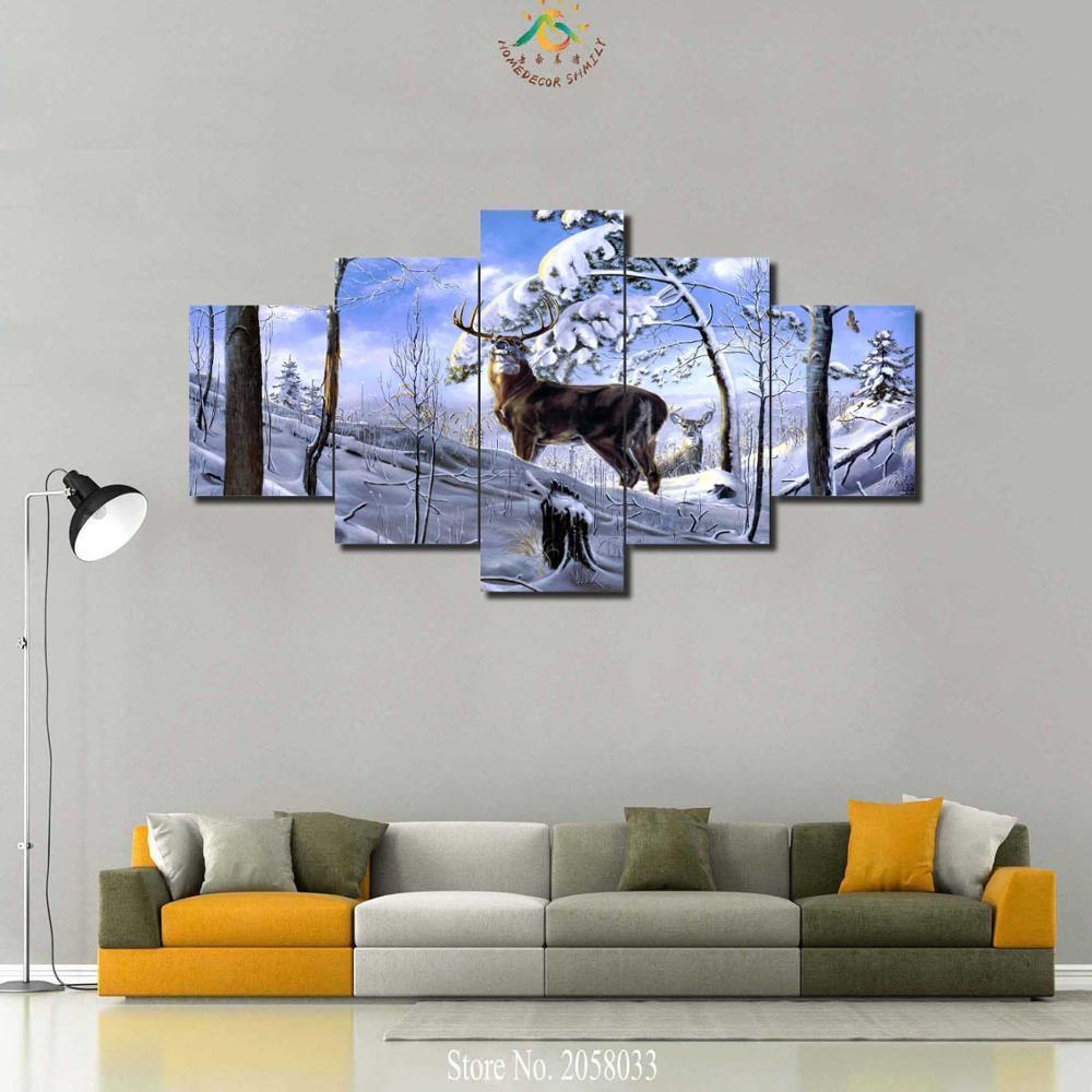 Buck Winter Nature Wildlife Animal Canvas Wall Art