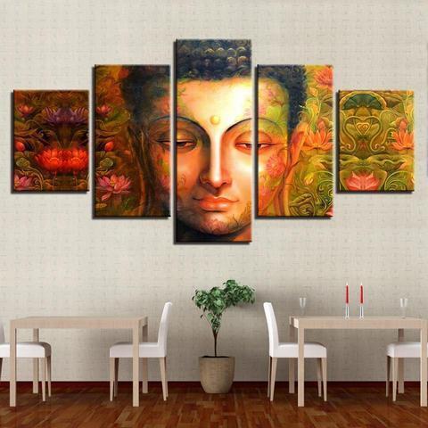 Buddha Flowers Religion Canvas Wall Art