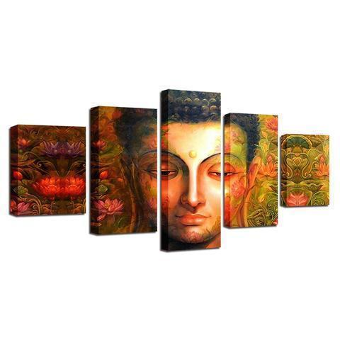 Buddha Flowers Religion Canvas Wall Art